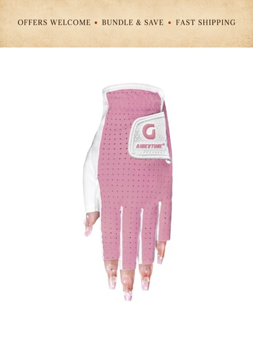 Fingerless Golf Gloves Half Finger Breathable Mesh Yoga PU Palm